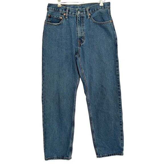 Levis 550 Jeans Mens 32x32 Blue Denim Zip Paint on Legs streetwear Casual work - Picture 1 of 14